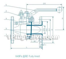 Flange-connection fluorine-lined plug valve constructral diagram(pic2)