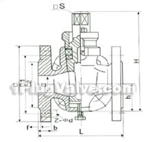 T-model three-way stainless steel or cast steel plug valve constructral diagram