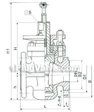 X47W flange-direct-connection oil sealing plug valve constructral diagram